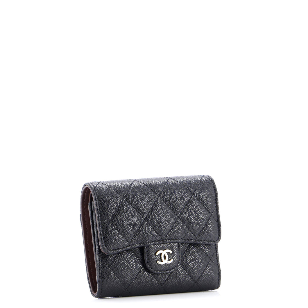 CC Compact Classic Flap Wallet Quilted Caviar