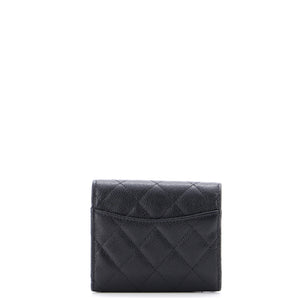 CC Compact Classic Flap Wallet Quilted Caviar