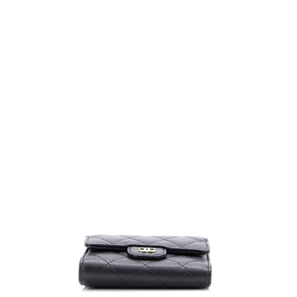 CC Compact Classic Flap Wallet Quilted Caviar