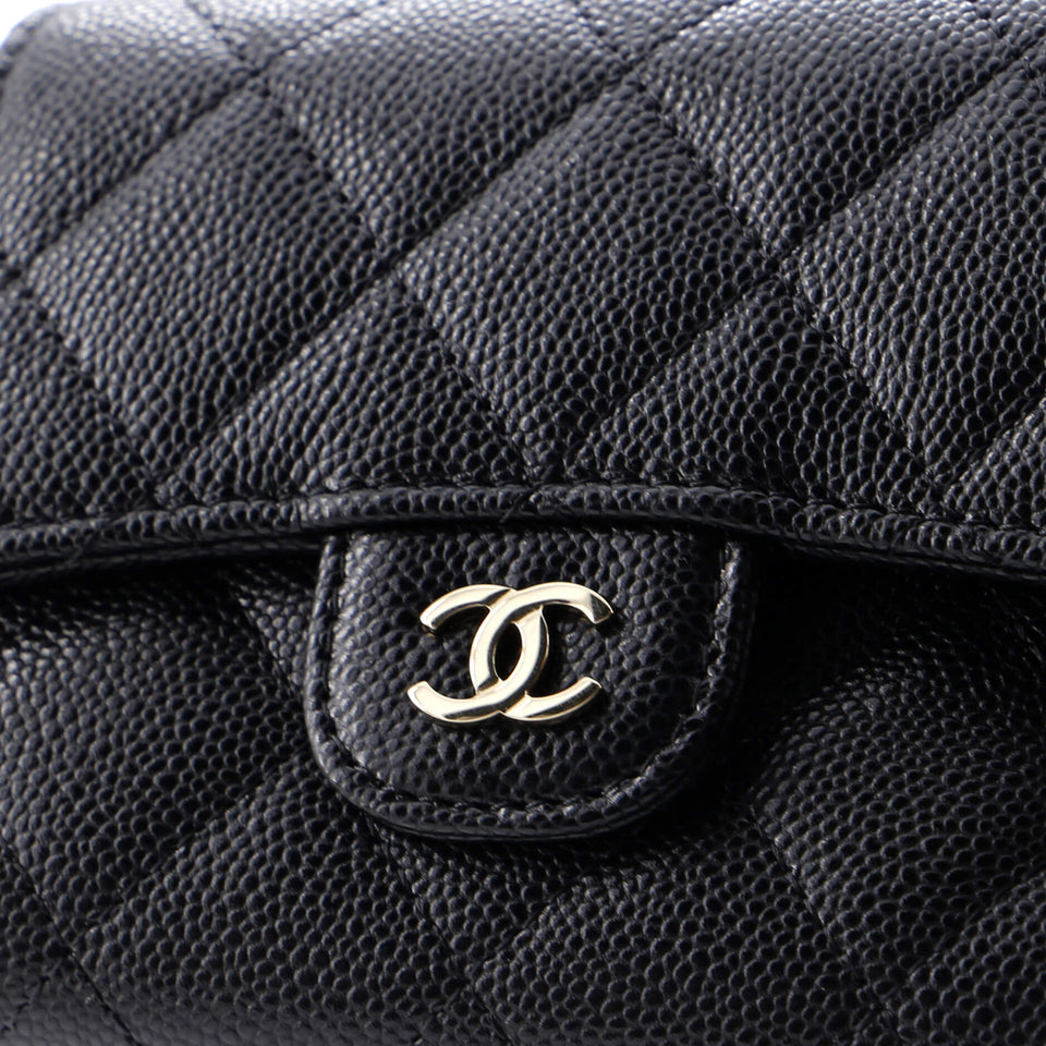 CC Compact Classic Flap Wallet Quilted Caviar