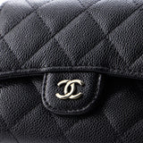 CC Compact Classic Flap Wallet Quilted Caviar