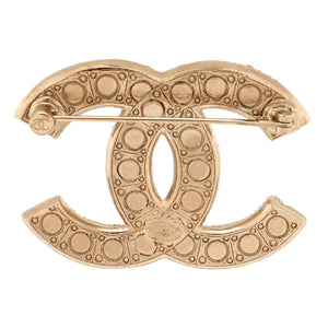 CC Brooch Metal with Crystals and Faux Pearls