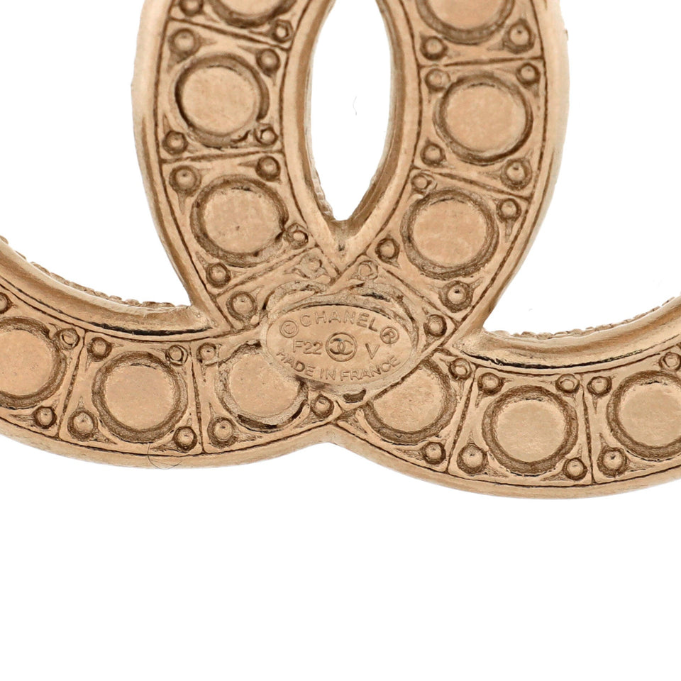 CC Brooch Metal with Crystals and Faux Pearls