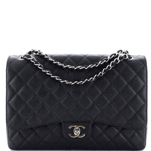 Classic Double Flap Bag Quilted Caviar Maxi