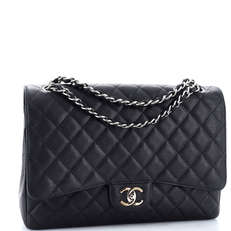 Classic Double Flap Bag Quilted Caviar Maxi