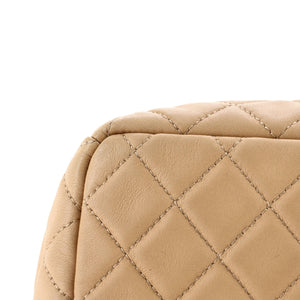 CC Chain Drawstring Bucket Bag Quilted Lambskin Small