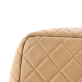 CC Chain Drawstring Bucket Bag Quilted Lambskin Small