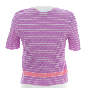 Women's CC Ribbed Short Sleeve Sweater Cotton and Polyamide Blend