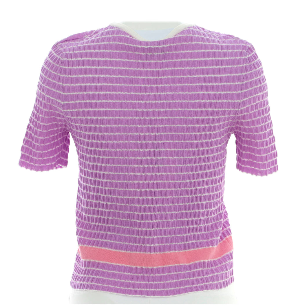 Women's CC Ribbed Short Sleeve Sweater Cotton and Polyamide Blend