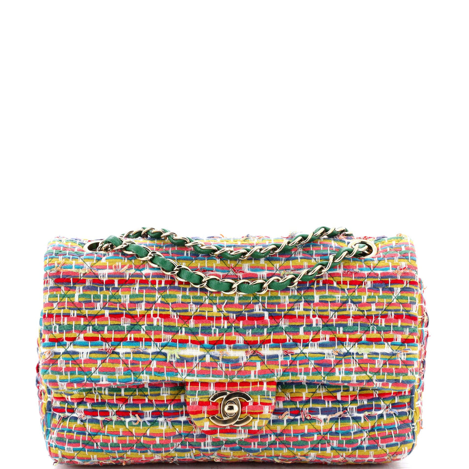 Classic Single Flap Bag Quilted Tweed Medium