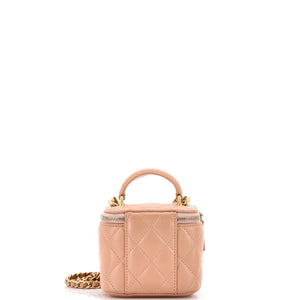 Classic Top Handle Vanity Case with Chain Quilted Lambskin Mini