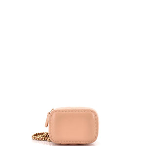 Classic Top Handle Vanity Case with Chain Quilted Lambskin Mini