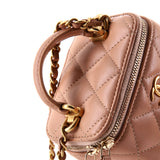 Classic Top Handle Vanity Case with Chain Quilted Lambskin Mini