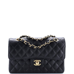 Classic Double Flap Bag Quilted Caviar Small