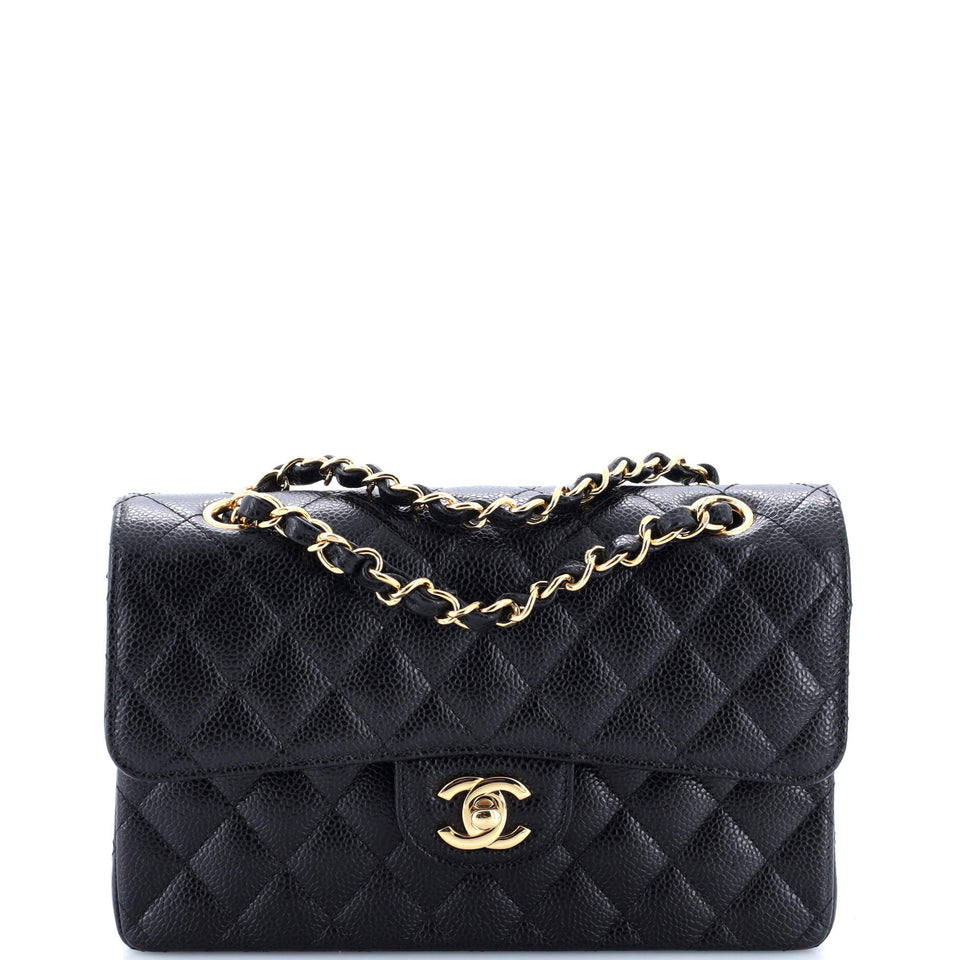 Classic Double Flap Bag Quilted Caviar Small