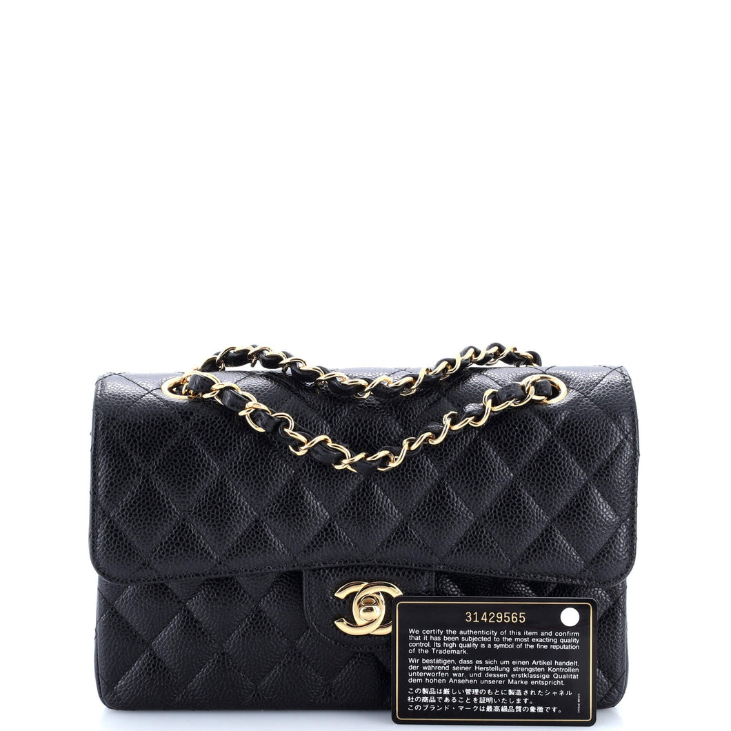 Classic Double Flap Bag Quilted Caviar Small