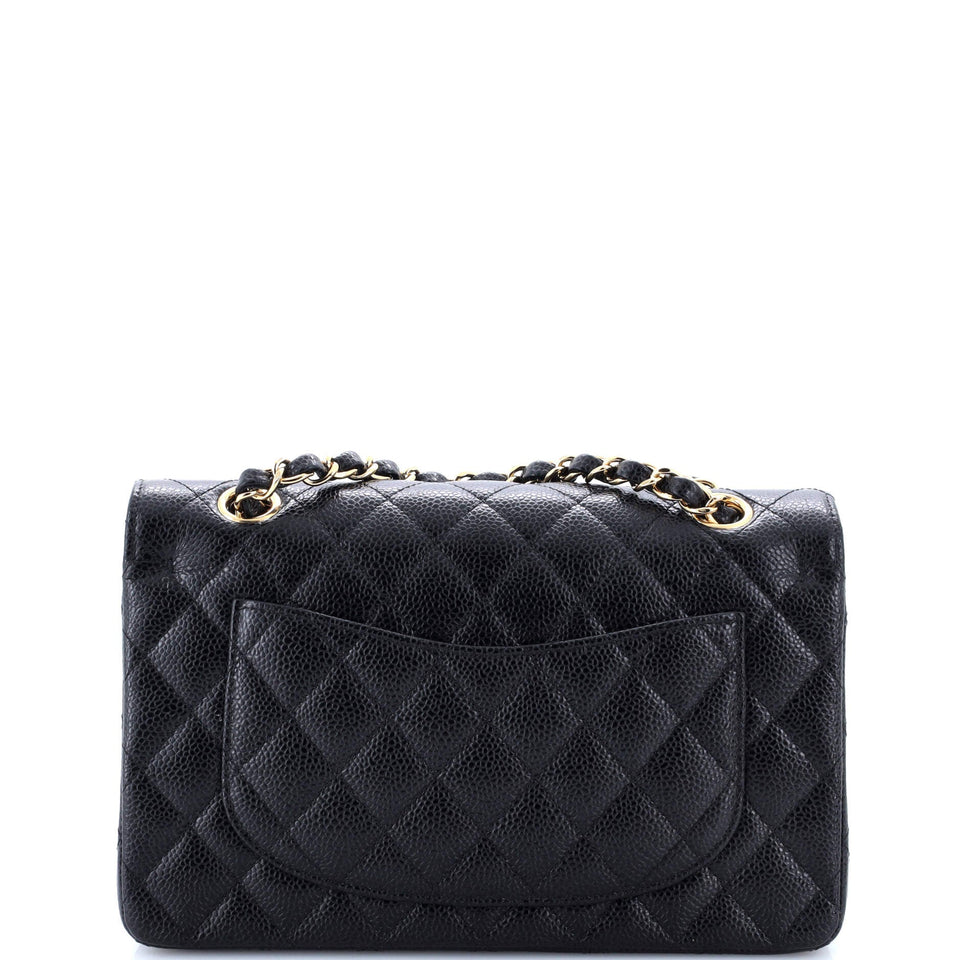 Classic Double Flap Bag Quilted Caviar Small
