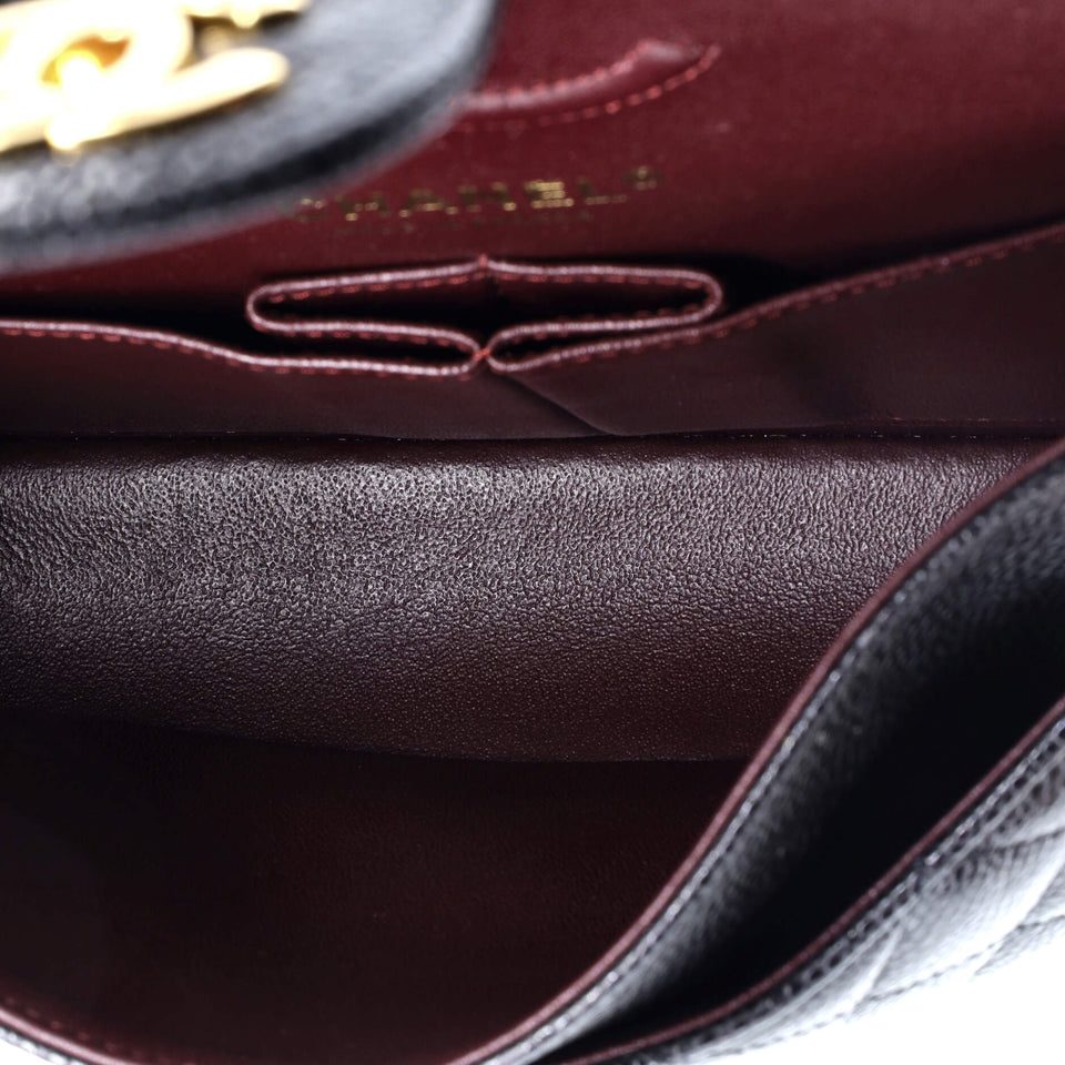 Classic Double Flap Bag Quilted Caviar Small
