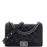 Boy Flap Bag Studded Quilted Distressed Calfskin Old Medium