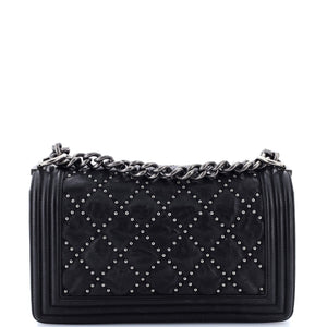 Boy Flap Bag Studded Quilted Distressed Calfskin Old Medium