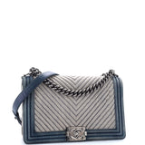 Boy Flap Bag Chevron Denim New Medium