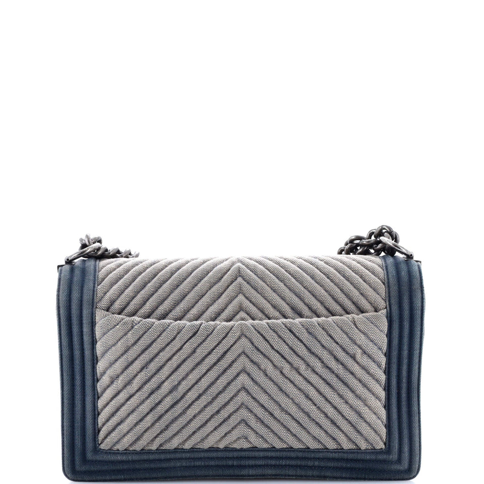 Boy Flap Bag Chevron Denim New Medium