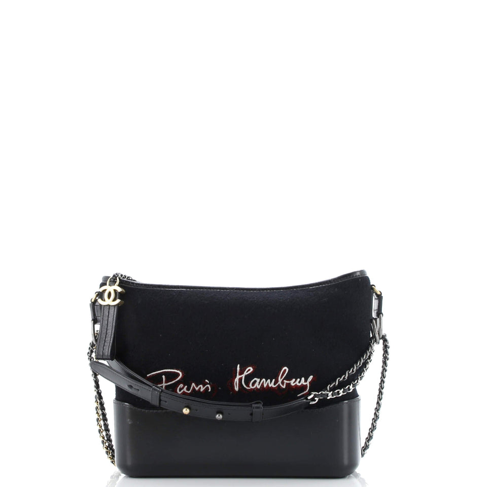 Paris-Hamburg Gabrielle Hobo Embroidered Wool and Calfskin Medium