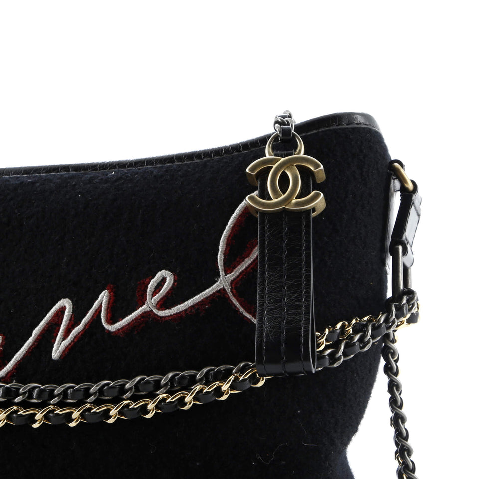 Paris-Hamburg Gabrielle Hobo Embroidered Wool and Calfskin Medium