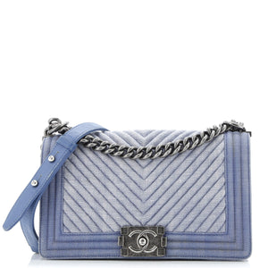 Boy Flap Bag Chevron Denim Old Medium