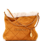 22 Chain Hobo Quilted Suede and Shearling Small