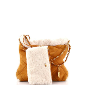 22 Chain Hobo Quilted Suede and Shearling Small