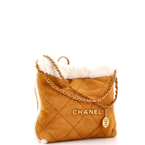 22 Chain Hobo Quilted Suede and Shearling Small