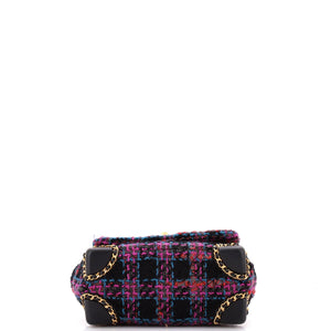 CC Chain Flap Bag Quilted Tweed with Leather Chain Detail Mini