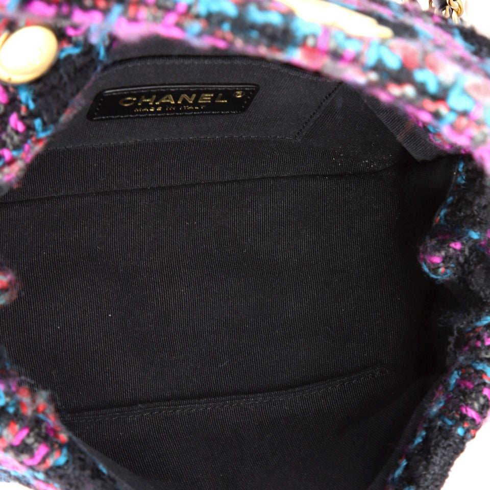 CC Chain Flap Bag Quilted Tweed with Leather Chain Detail Mini