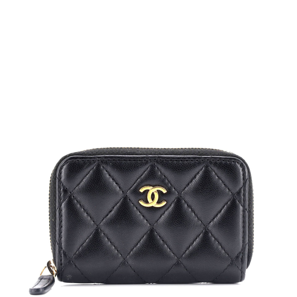 CC Zip Coin Purse Quilted Lambskin Small
