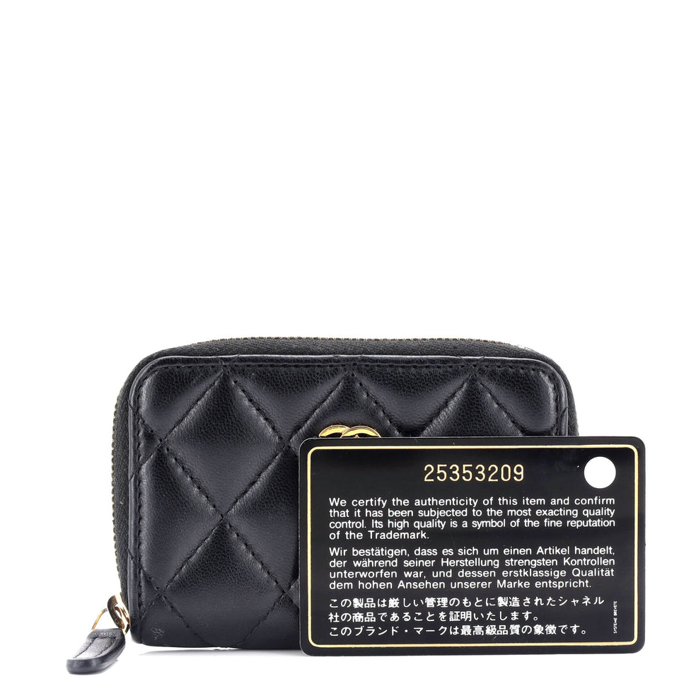 CC Zip Coin Purse Quilted Lambskin Small