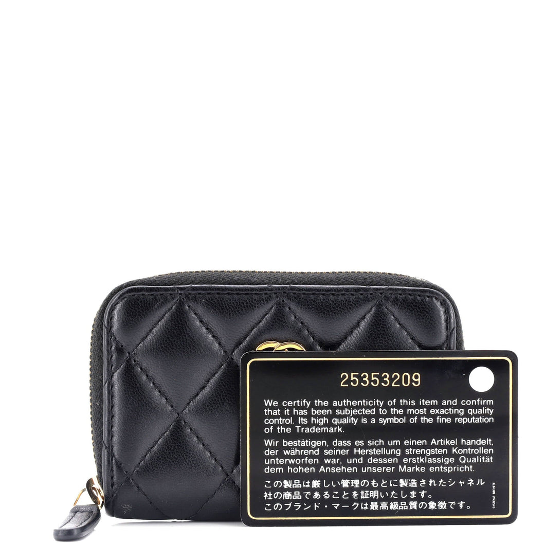 CC Zip Coin Purse Quilted Lambskin Small
