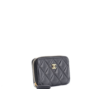 CC Zip Coin Purse Quilted Lambskin Small