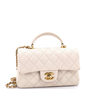 Classic Single Flap Top Handle Bag Quilted Caviar Mini