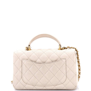 Classic Single Flap Top Handle Bag Quilted Caviar Mini
