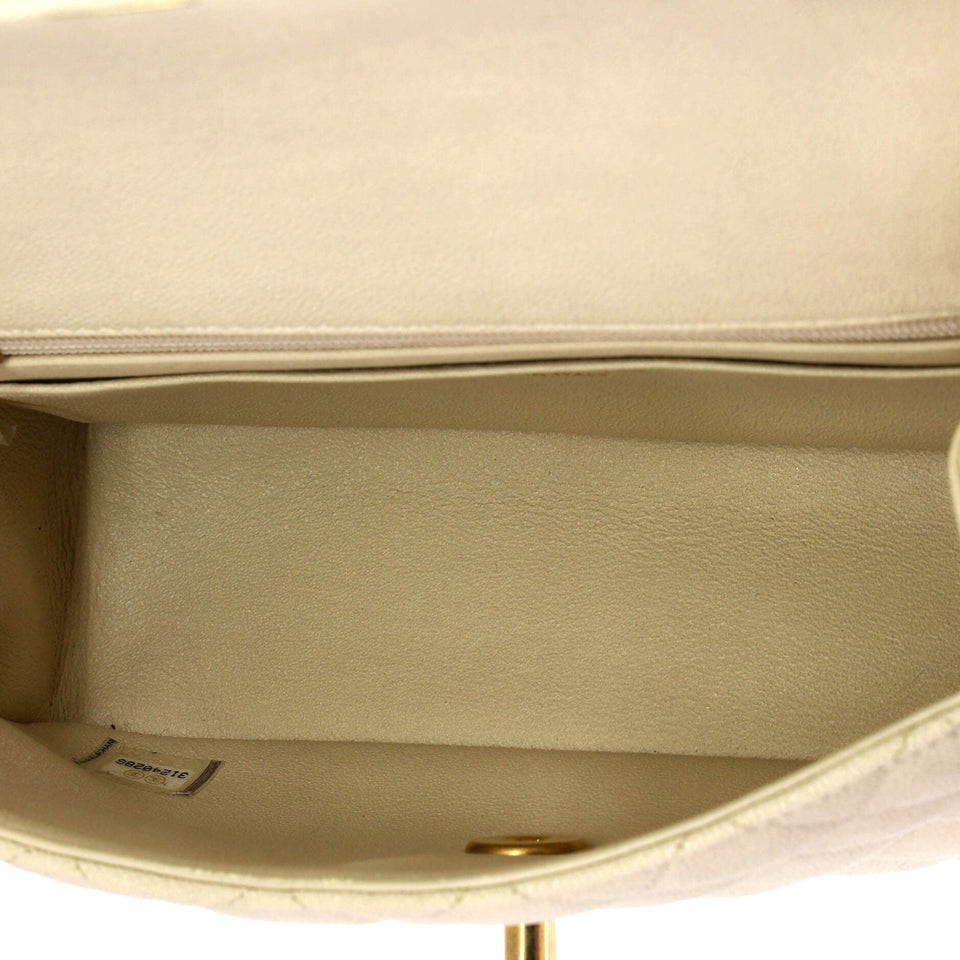 Classic Single Flap Top Handle Bag Quilted Caviar Mini