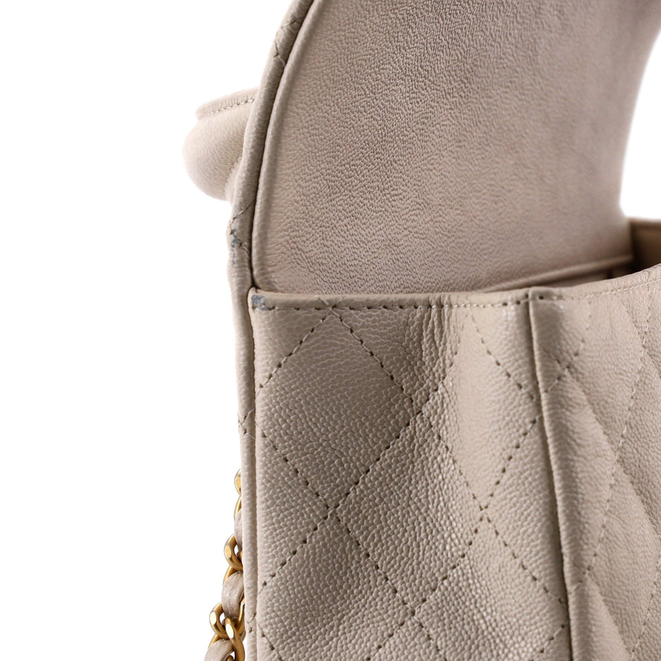 Classic Single Flap Top Handle Bag Quilted Caviar Mini