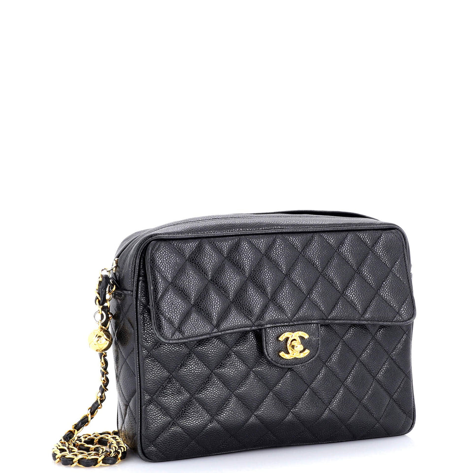 Vintage Front Pocket Camera Bag Quilted Caviar Medium
