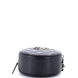 French New Wave Round Clutch with Chain Quilted Caviar