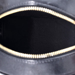 French New Wave Round Clutch with Chain Quilted Caviar