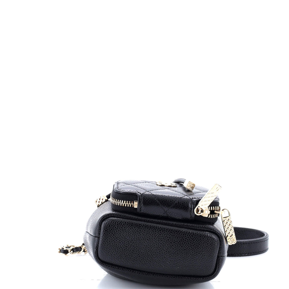 Business Affinity Drawstring Bucket Bag Quilted Caviar Mini