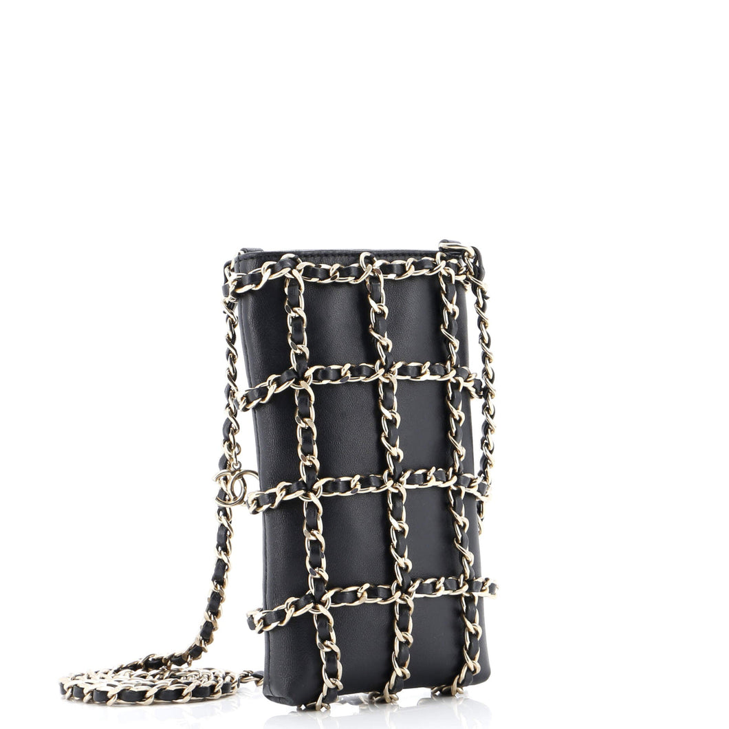 Tech Me Out Clutch With Chain Lambskin