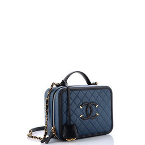 Filigree Vanity Case Quilted Caviar Large