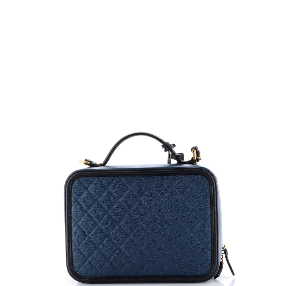 Filigree Vanity Case Quilted Caviar Large