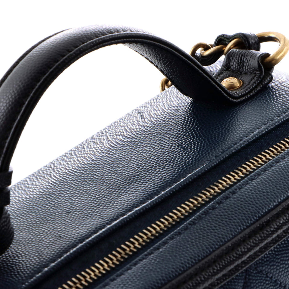 Filigree Vanity Case Quilted Caviar Large